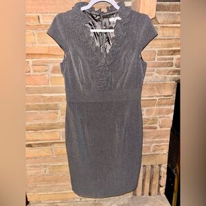 Sandra Darren grey ruffled‎ dress women’s 8